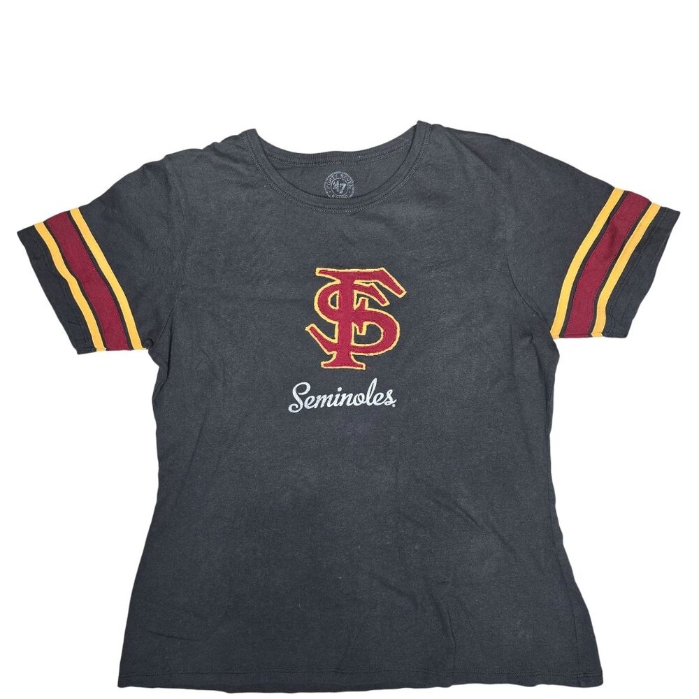 47 Brand Florida State Seminoles Womens T-Shirt Small Black Cotton Polyester S